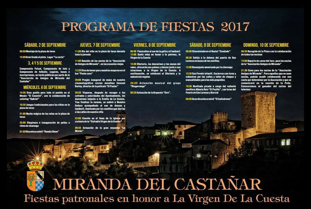 Fiestas patronales en honor a la Virgen de la Cueta 2017 Miranda del Castañar